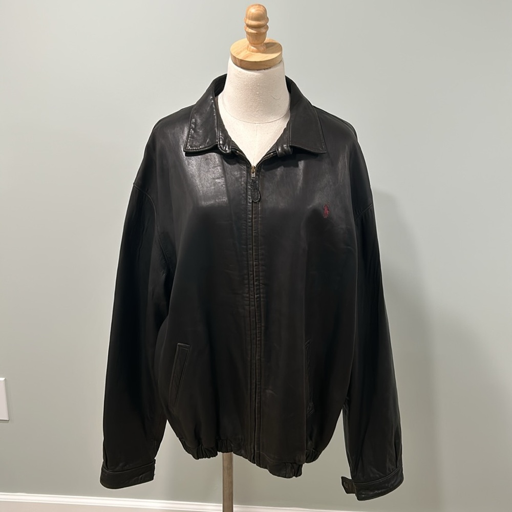 Ralph Lauren Men’s Vintage Leather Bomber Jacket.